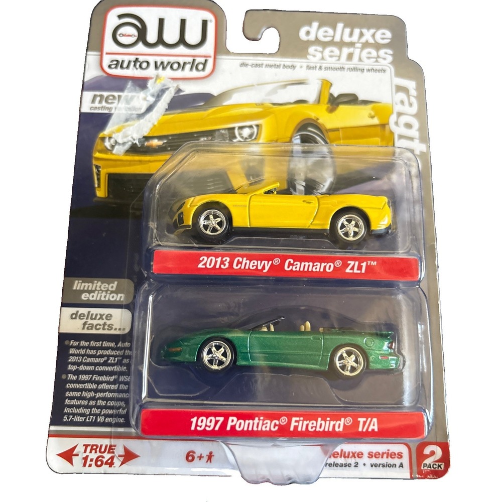 Auto World Deluxe Ragtops 2-pack: 2013 Camaro ZL1 + 1997 Firebird T/A, Exclusive